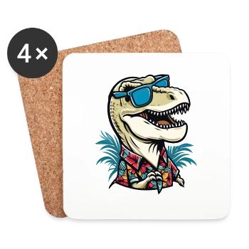 T-rex on vacation - Coasters (set of 4) - white - Front