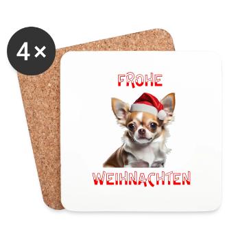 Frohe Weihnachten - Untersetzer (4er-Set) - Weiß - Vorne