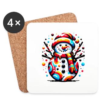 Bonhomme de neige funky - Dessous de verre (lot de 4) - blanc - Devant