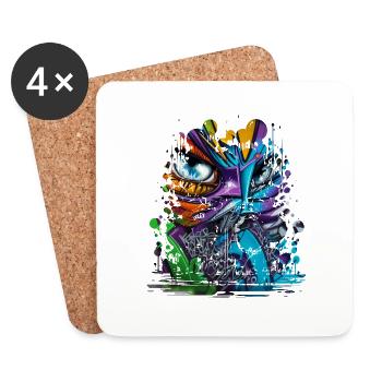 Graffiti Street Art Spray Colors Cool Artist Retro - Coasters (set of 4) - white - Front