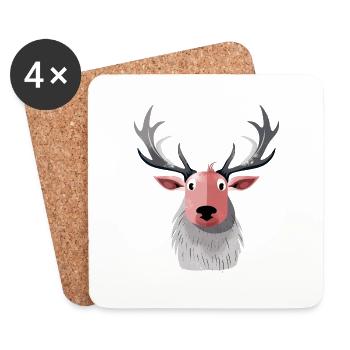 Bill le renne de Noël - Dessous de verre (lot de 4) - blanc - Devant
