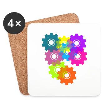 gear, gears, wheels, colorful - Coasters (set of 4) - white - Front