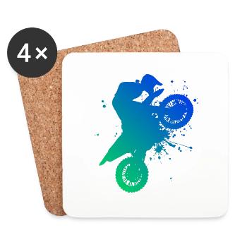 Dirt Biker Dirt Bike Supermoto Motocross - Coasters (set of 4) - white - Front