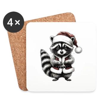The Sweet Christmas Raccoon - Coasters (set of 4) - white - Front