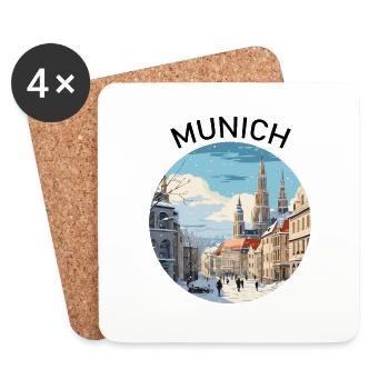 München Munich Innenstadt Stadtkern Bayern Schnee - Untersetzer (4er-Set) - Weiß - Vorne