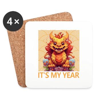 Year Of The Dragon Happy Chinese New Year 2024 - Untersetzer (4er-Set) - Weiß - Vorne