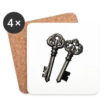 Key / Lock / Locked / Security - Coasters (set of 4) - white - Front
