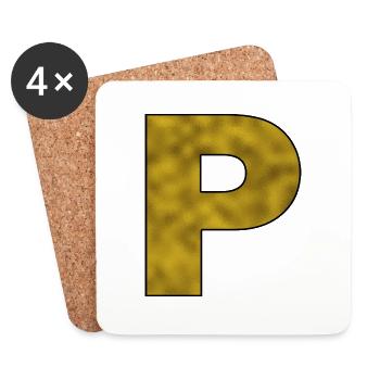 Lettre P Or - Dessous de verre (lot de 4) - blanc - Devant