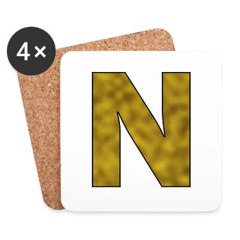 Letter N Gold - Coasters (set of 4) - white - Front