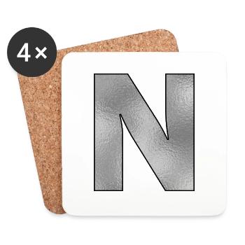 Lettre N Argent - Dessous de verre (lot de 4) - blanc - Devant