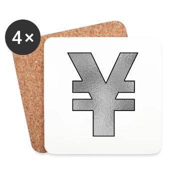 Yenzeichen Silber - Untersetzer (4er-Set) - Weiß - Vorne