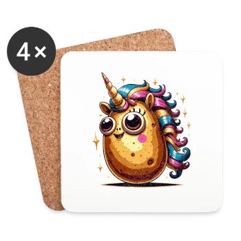 Idée cadeau de pomme de terre drôle - Dessous de verre (lot de 4) - blanc - Devant