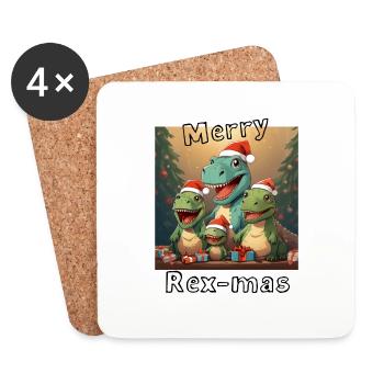 Merry Rex-mas - Untersetzer (4er-Set) - Weiß - Vorne