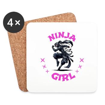Charmant combattant ninja I Ninja Girl I Ninja - Dessous de verre (lot de 4) - blanc - Devant