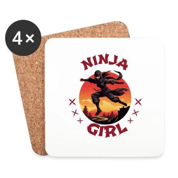 Charmant combattant ninja I Ninja Girl I Ninja - Dessous de verre (lot de 4) - blanc - Devant