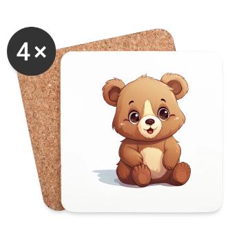 Ourson - Dessous de verre (lot de 4) - blanc - Devant