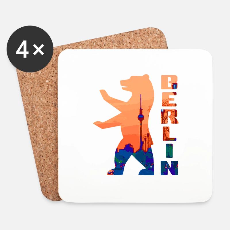 Berlin Bär - Untersetzer (4er-Set) - Weiß