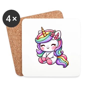 niedliches Einhorn Shirt - Untersetzer (4er-Set) - Weiß - Vorne