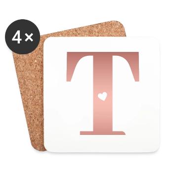 Buchstabe T Roségold - Untersetzer (4er-Set) - Weiß - Vorne