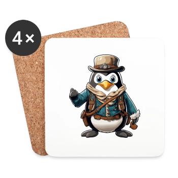 Lederhosen / Animal / Traditional costume / Tradition / Penguin - Coasters (set of 4) - white - Front