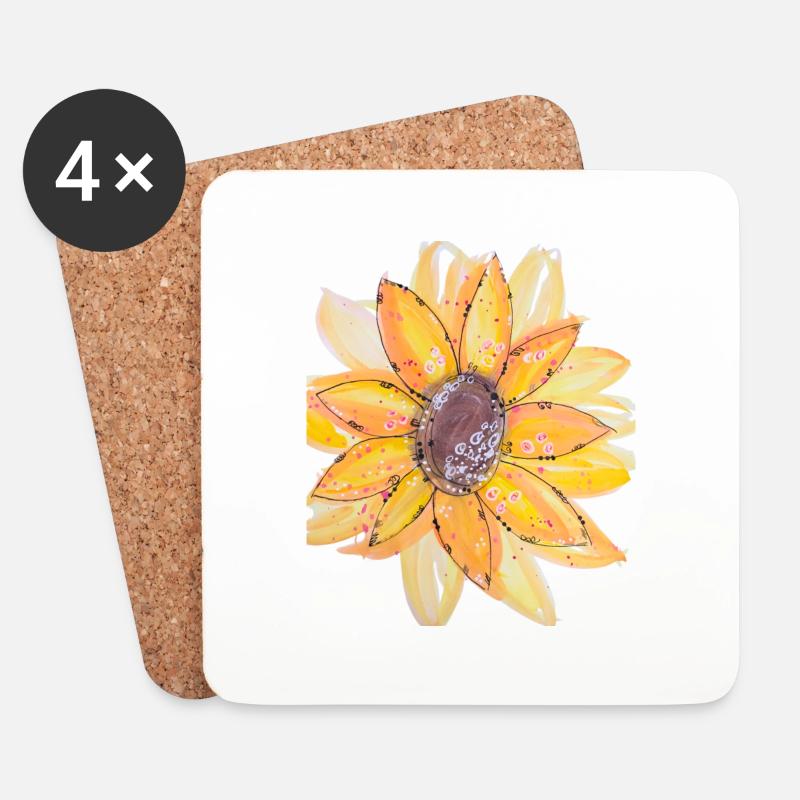 Sonnenblume in Aquarell - Untersetzer (4er-Set) - Weiß