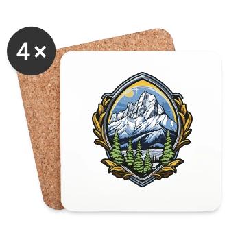 Montagnes Alpes Symbole Armoiries - Dessous de verre (lot de 4) - blanc - Devant