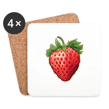 Fraise Fruit Unique - Dessous de verre (lot de 4) - blanc - Devant