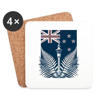 Nouvelle-Zélande Aotearoa Kiwi 12 - Dessous de verre (lot de 4) - blanc - Devant
