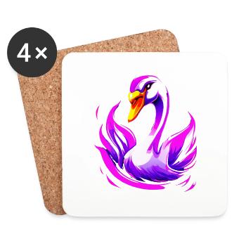 Cygne 1 - Dessous de verre (lot de 4) - blanc - Devant