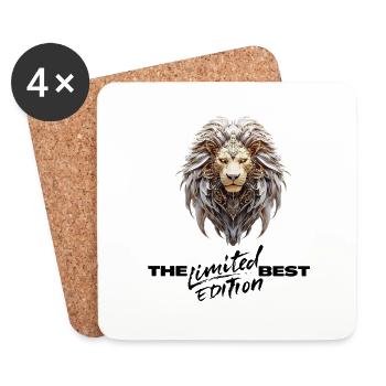Lion royal en plume doree - Dessous de verre (lot de 4) - blanc - Devant