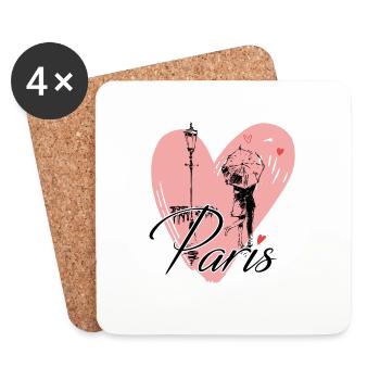 Paris ville des amoureux - Dessous de verre (lot de 4) - blanc - Devant