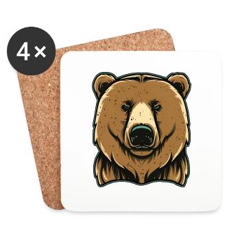 Gros ours sinistre - Dessous de verre (lot de 4) - blanc - Devant