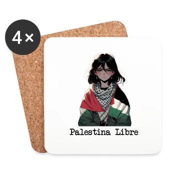 Befreites Palästina-Mädchen - Untersetzer (4er-Set) - Weiß - Vorne