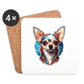 Chihuahua / petit chien / animal / minuscule / race - Dessous de verre (lot de 4) - blanc - Devant