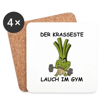 Der krasseste Lauch im Gym | Fitness, Training - Untersetzer (4er-Set) - Weiß - Vorne