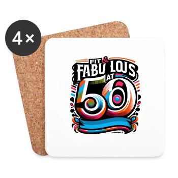 Fit & fabelhaft mit 50 - Untersetzer (4er-Set) - Weiß - Vorne