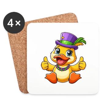 Canard de Mardi Gras : Pouces en l’air - Dessous de verre (lot de 4) - blanc - Devant