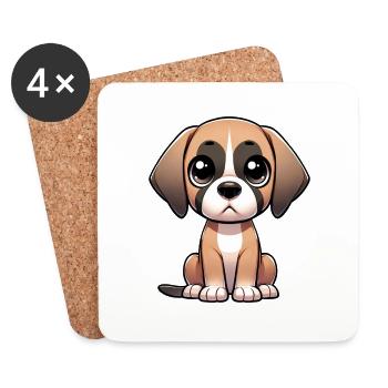 Digitale Illustration einer niedlichen Deutschen Dogge - Untersetzer (4er-Set) - Weiß - Vorne