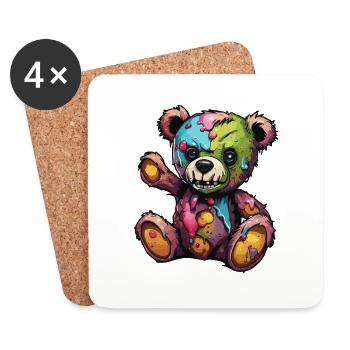 Teddybär / Kuscheltier / Stofftier / Geschenkidee - Untersetzer (4er-Set) - Weiß - Vorne