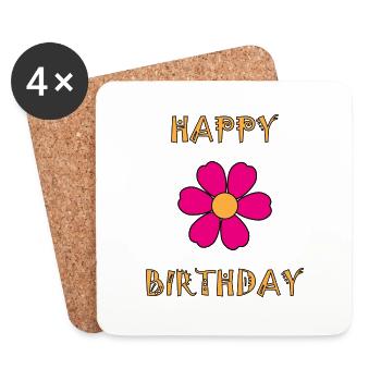 HAPPY BIRTHDAY. JOYEUX ANNIVERSAIRE. ANNIVERSAIRE. - Dessous de verre (lot de 4) - blanc - Devant