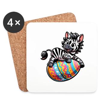 Ostern Zebra Osterei Comic - Untersetzer (4er-Set) - Weiß - Vorne