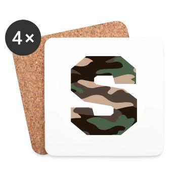 Letter S Military Camouflage - Geschenkidee - Untersetzer (4er-Set) - Weiß - Vorne