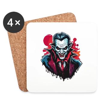 Vampire / Dracula / Suceur de sang / Halloween / Mythe - Dessous de verre (lot de 4) - blanc - Devant