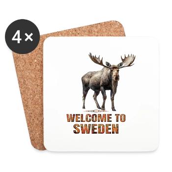 Sweden Swedish moose best animal antlers deer deer - Coasters (set of 4) - white - Front