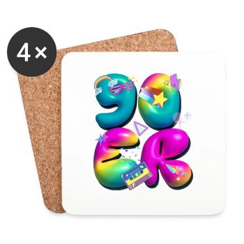 90er,retro,ballons,3d,90 er Jahre,bunt - Untersetzer (4er-Set) - Weiß - Vorne
