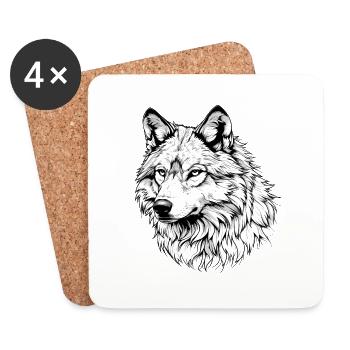 Weißer Wolf - Untersetzer (4er-Set) - Weiß - Vorne
