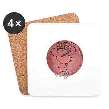 Rose minimalism - Coasters (set of 4) - white - Front