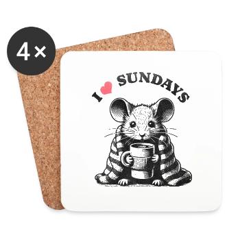 I love Sundays Mouse - Coasters (set of 4) - white - Front