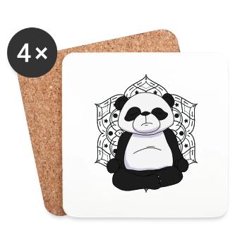 Yoga Panda Bear Meditation - Coasters (set of 4) - white - Front
