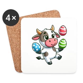 Osterei Kuh & Bulle Jonglieren Artist Design - Untersetzer (4er-Set) - Weiß - Vorne